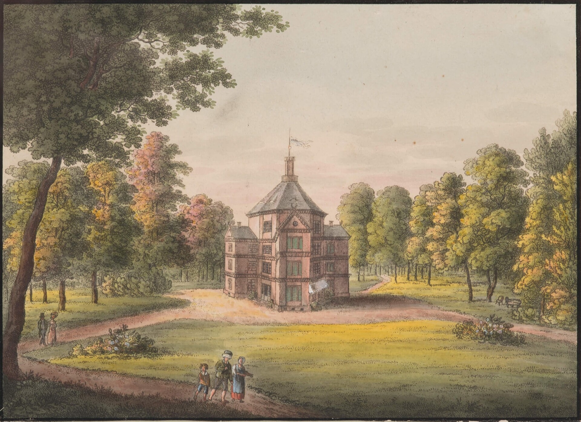 Widok Antonina koło Ostrowa, w Wielkim Księstwie Poznańskim; Friedrich August Tittel; 1828 r.; kolekcja Fundacji Trzy Trąby 